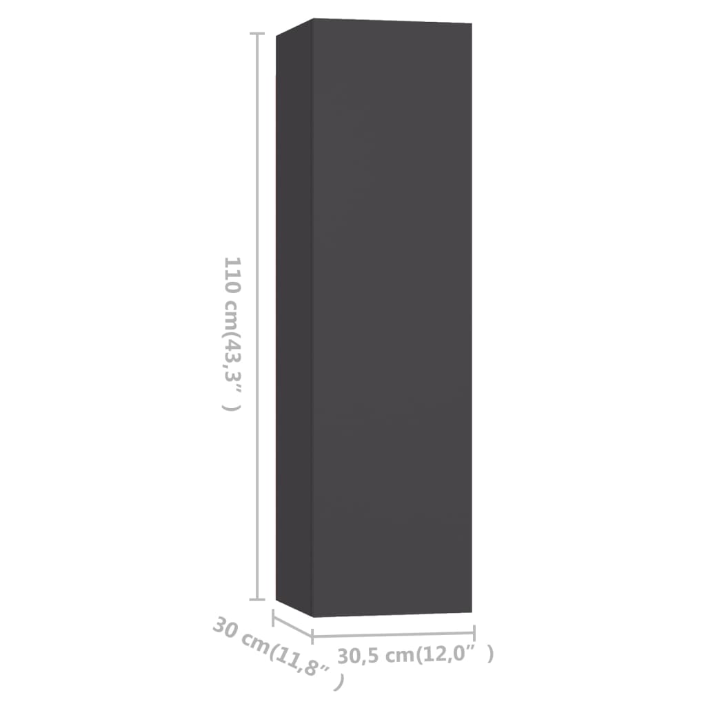 TV skříňky 4 ks šedé 30,5 x 30 x 110 cm kompozitní dřevo