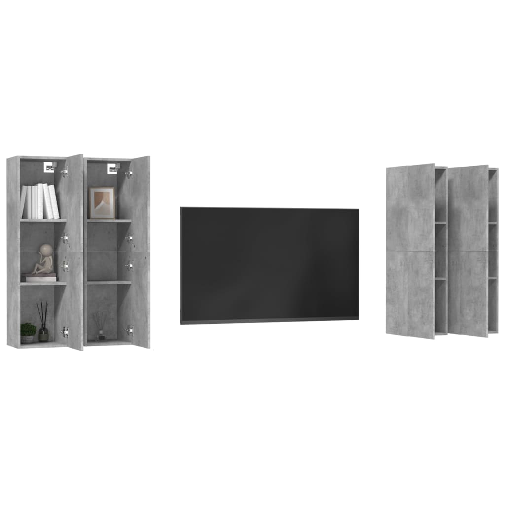 TV skříňky 4 ks betonově šedé 30,5x30x110 cm kompozitní dřevo