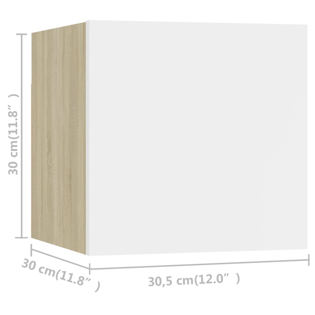 Nástěnné TV skříňky 8 ks bílé a dub sonoma 30,5 x 30 x 30 cm