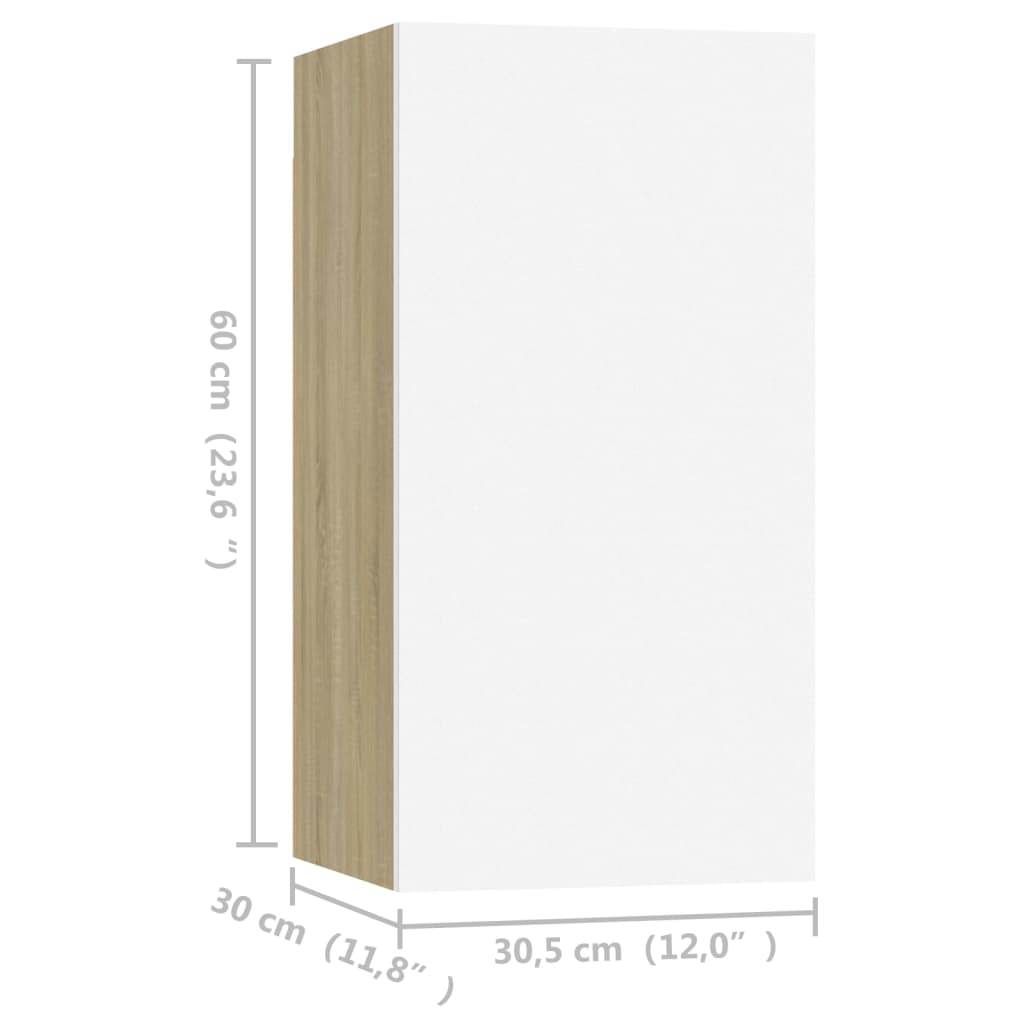 TV skříňky 4 ks bílé a dub sonoma 30,5 x 30 x 60 cm dřevotříska