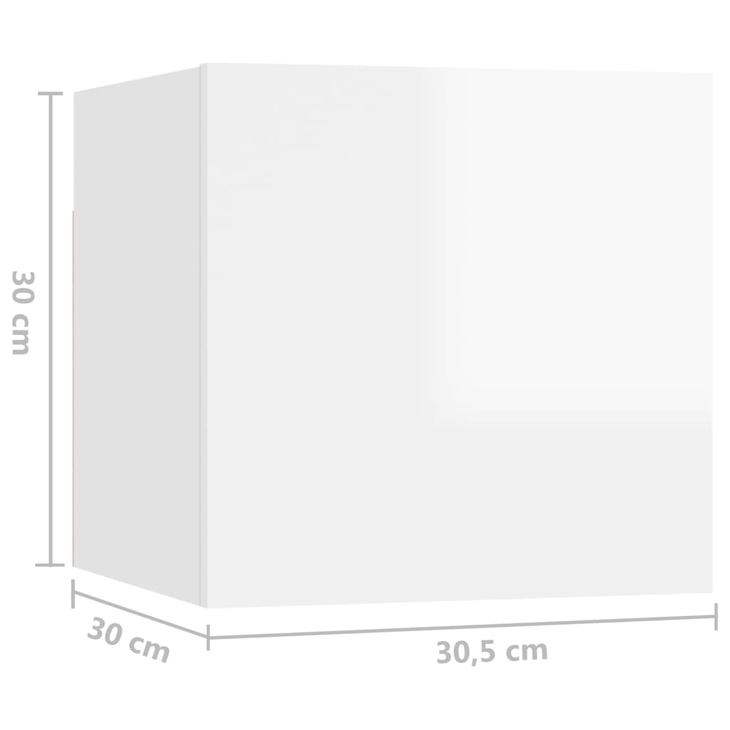 Nástěnné TV skříňky 8 ks bílé s vysokým leskem 30,5x30x30 cm