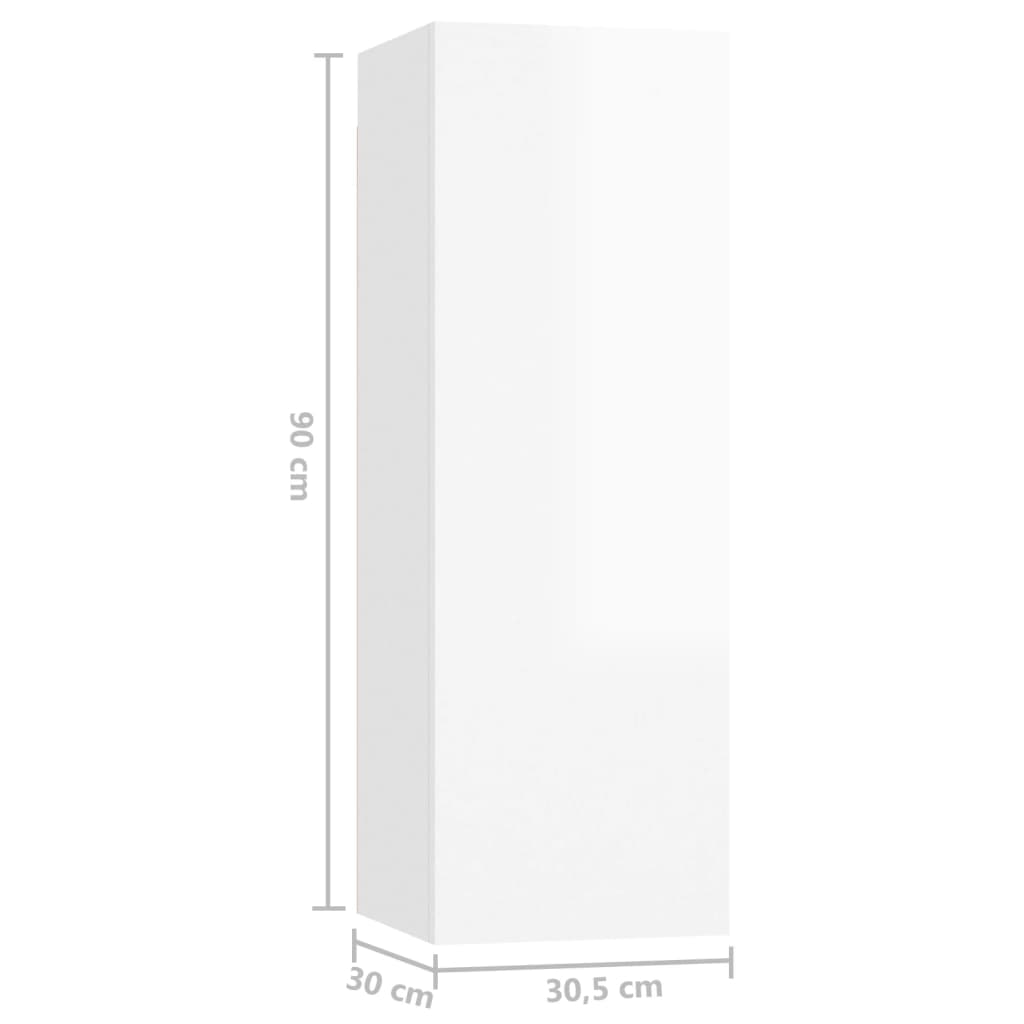 TV skříňky 4 ks bílé vysoký lesk 30,5x30x90 cm kompozitní dřevo