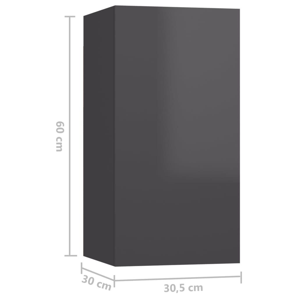 TV stolky 4 ks šedé s vysokým leskem 30,5x30x60 cm dřevotříska