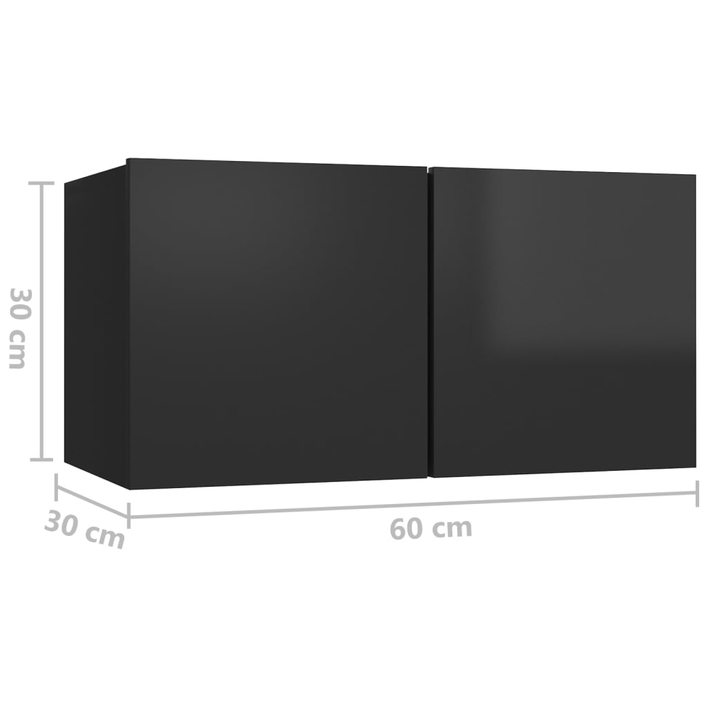 Závěsná TV skříňka černá s vysokým leskem 60x30x30 cm