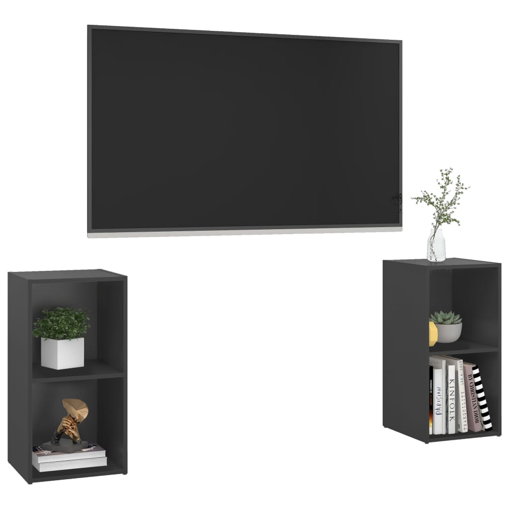 TV skříňky 2 ks šedé 72 x 35 x 36,5 cm kompozitní dřevo