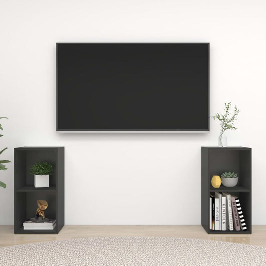 TV skříňky 2 ks šedé 72 x 35 x 36,5 cm kompozitní dřevo