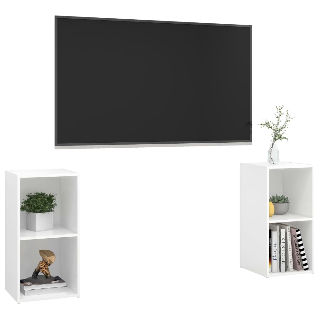 TV skříňky 2 ks bílé vysoký lesk 72x35x36,5 cm kompozitní dřevo