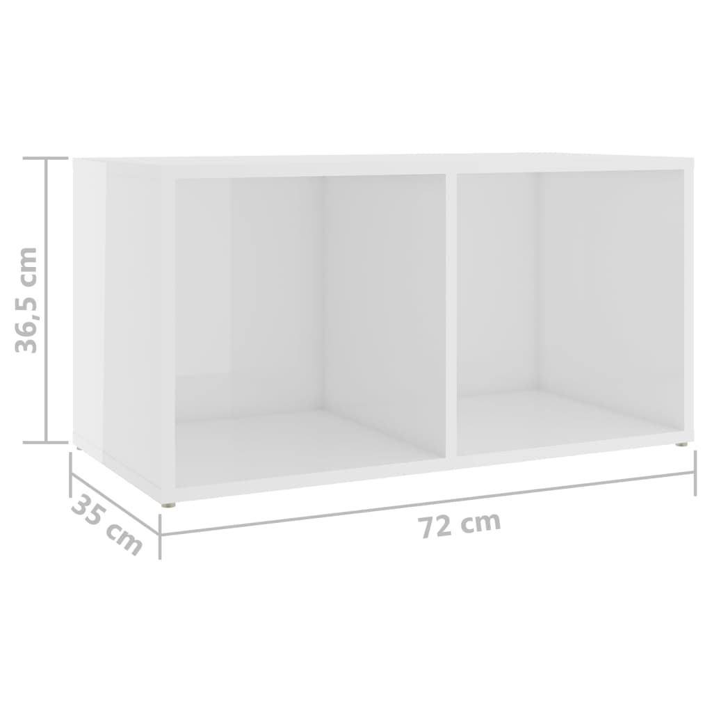 TV skříňky 2 ks bílé vysoký lesk 72x35x36,5 cm kompozitní dřevo