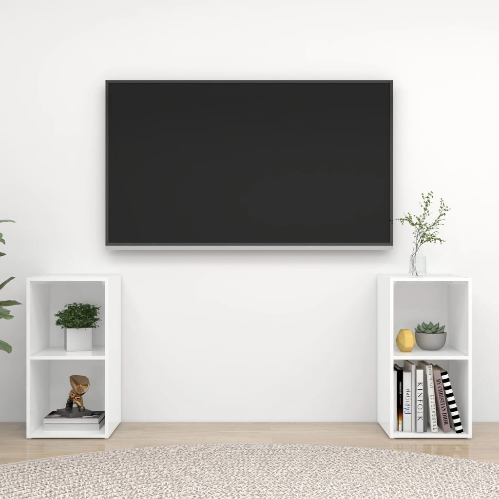 TV skříňky 2 ks bílé vysoký lesk 72x35x36,5 cm kompozitní dřevo