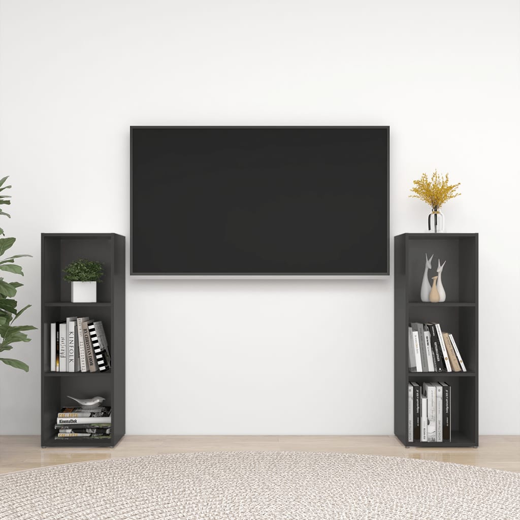 TV skříňky 2 ks šedé 107 x 35 x 37 cm kompozitní dřevo