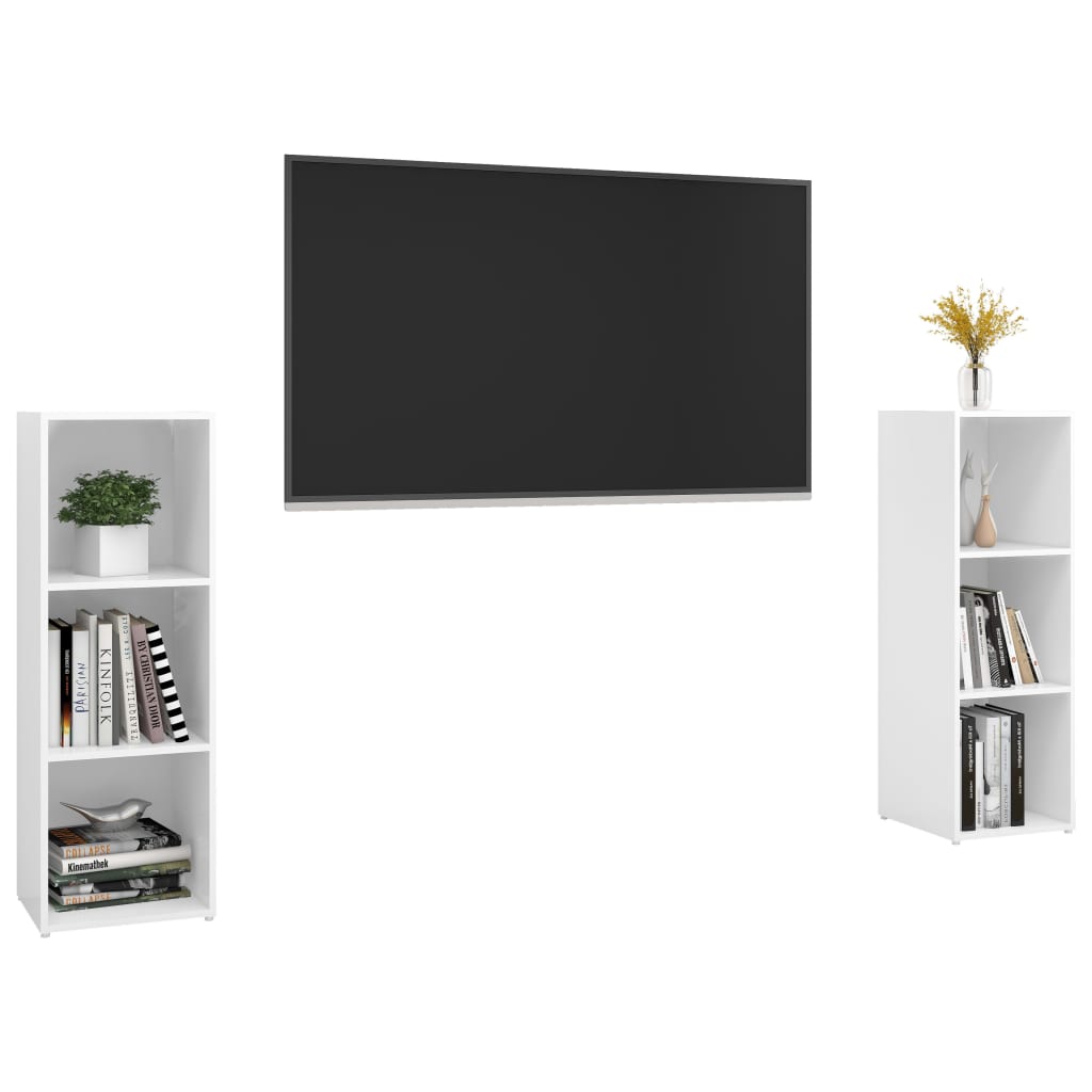 TV skříňky 2 ks bílé s vysokým leskem 107x35x37 cm dřevotříska