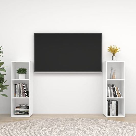 TV skříňky 2 ks bílé s vysokým leskem 107x35x37 cm dřevotříska