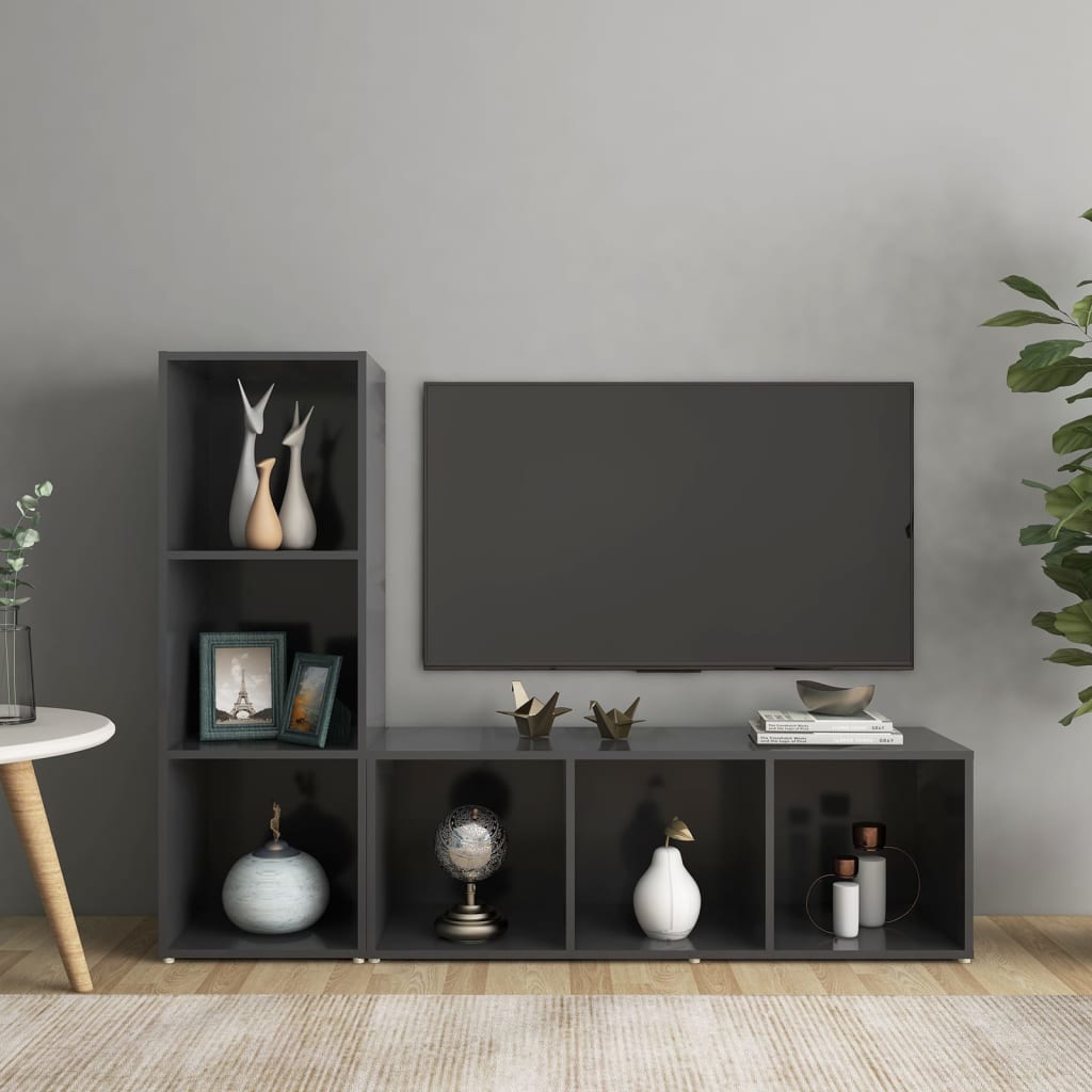 TV skříňky 2 ks šedé 107 x 35 x 37 cm kompozitní dřevo