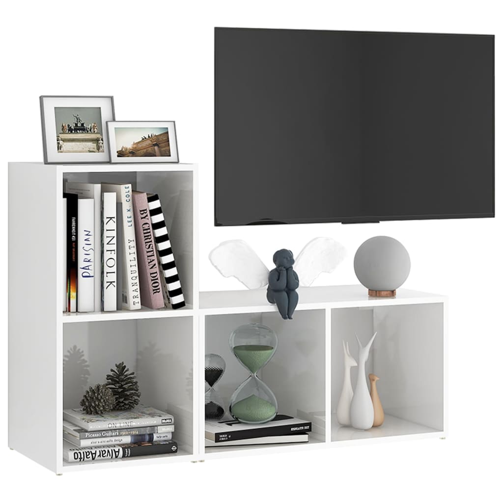 TV skříňky 2 ks bílé vysoký lesk 72x35x36,5 cm kompozitní dřevo