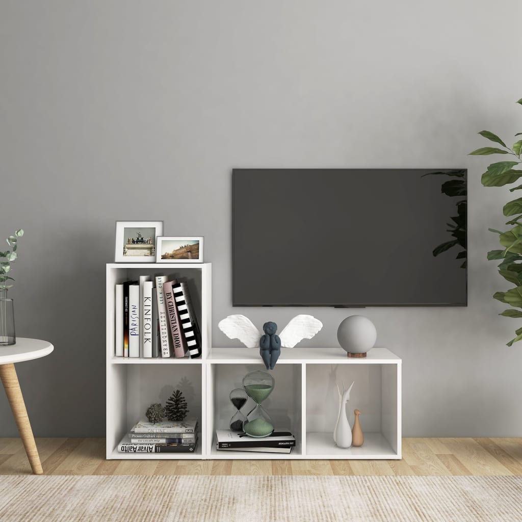 TV skříňky 2 ks bílé vysoký lesk 72x35x36,5 cm kompozitní dřevo