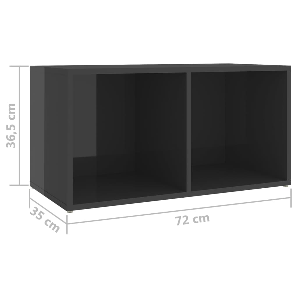 TV skříňky 2 ks šedé vysoký lesk 72x35x36,5 cm kompozitní dřevo