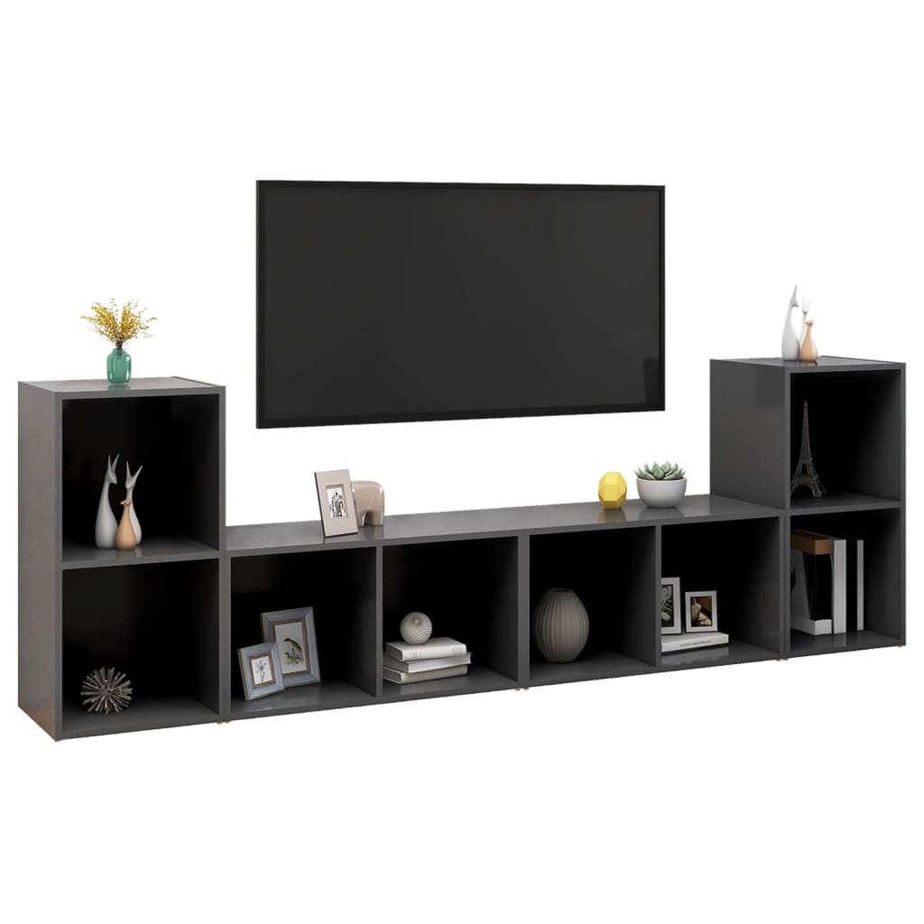 TV skříňky 4 ks šedé 72 x 35 x 36,5 cm kompozitní dřevo