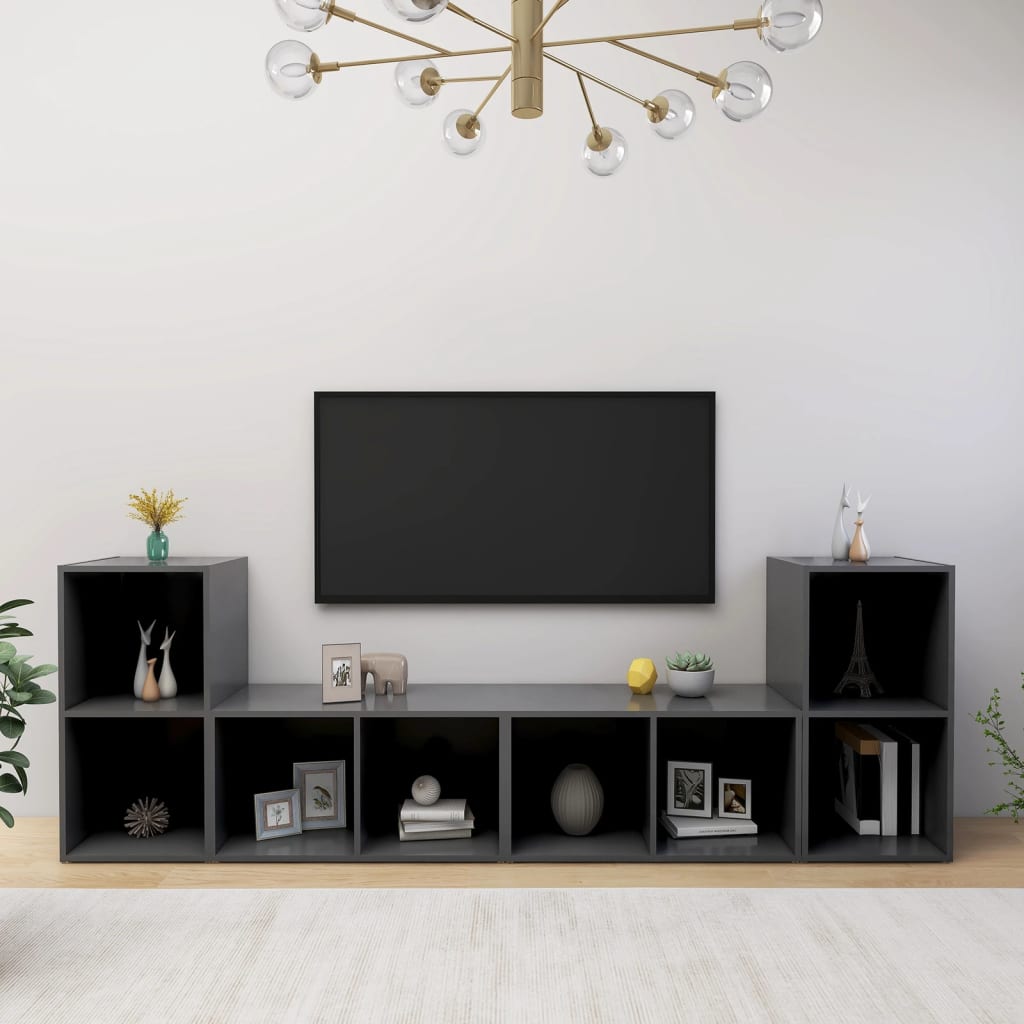 TV skříňky 4 ks šedé 72 x 35 x 36,5 cm kompozitní dřevo