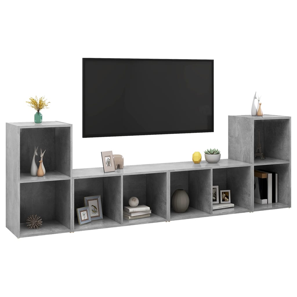 TV skříňky 4 ks betonově šedé 72x35x36,5 cm kompozitní dřevo