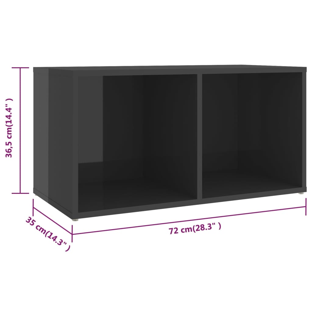 TV skříňky 4 ks šedé vysoký lesk 72x35x36,5 cm kompozitní dřevo