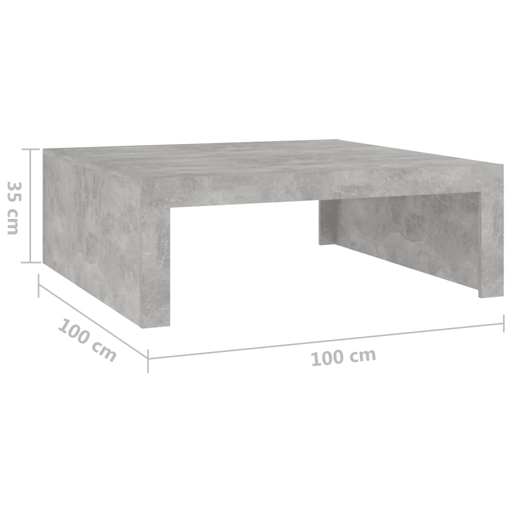 Konferenční stolek betonově šedý 100x100x35 cm kompozitní dřevo