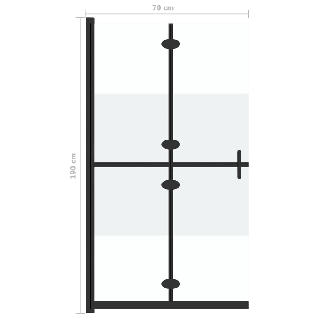 Skládací sprchová zástěna napůl mléčné ESG sklo 70 x 190 cm