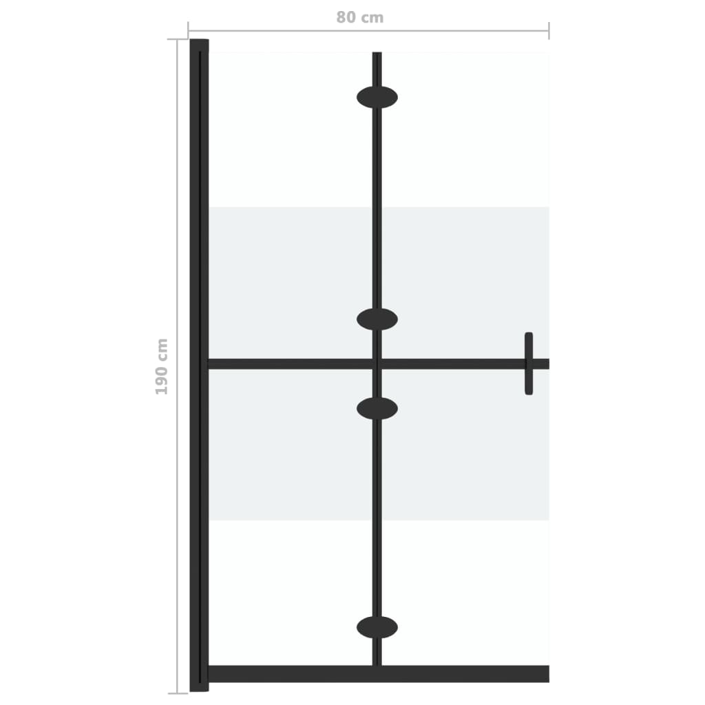 Skládací sprchová zástěna napůl mléčné ESG sklo 80 x 190 cm