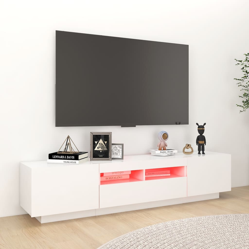 TV skříňka s LED osvětlením bílá 180 x 35 x 40 cm