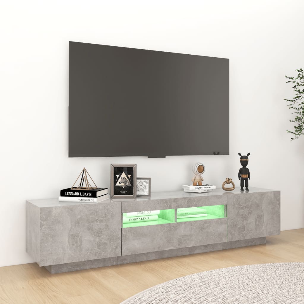 TV skříňka s LED osvětlením betonově šedá 180 x 35 x 40 cm