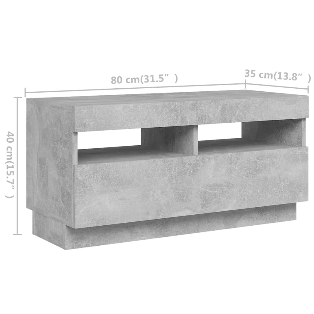 TV skříňka s LED osvětlením betonově šedá 180 x 35 x 40 cm