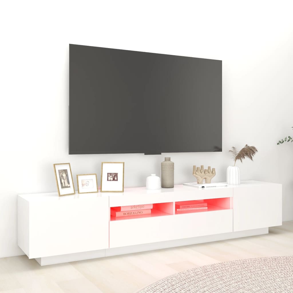 TV skříňka s LED osvětlením bílá 200 x 35 x 40 cm