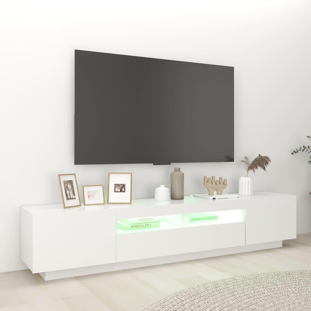 TV skříňka s LED osvětlením bílá 200 x 35 x 40 cm