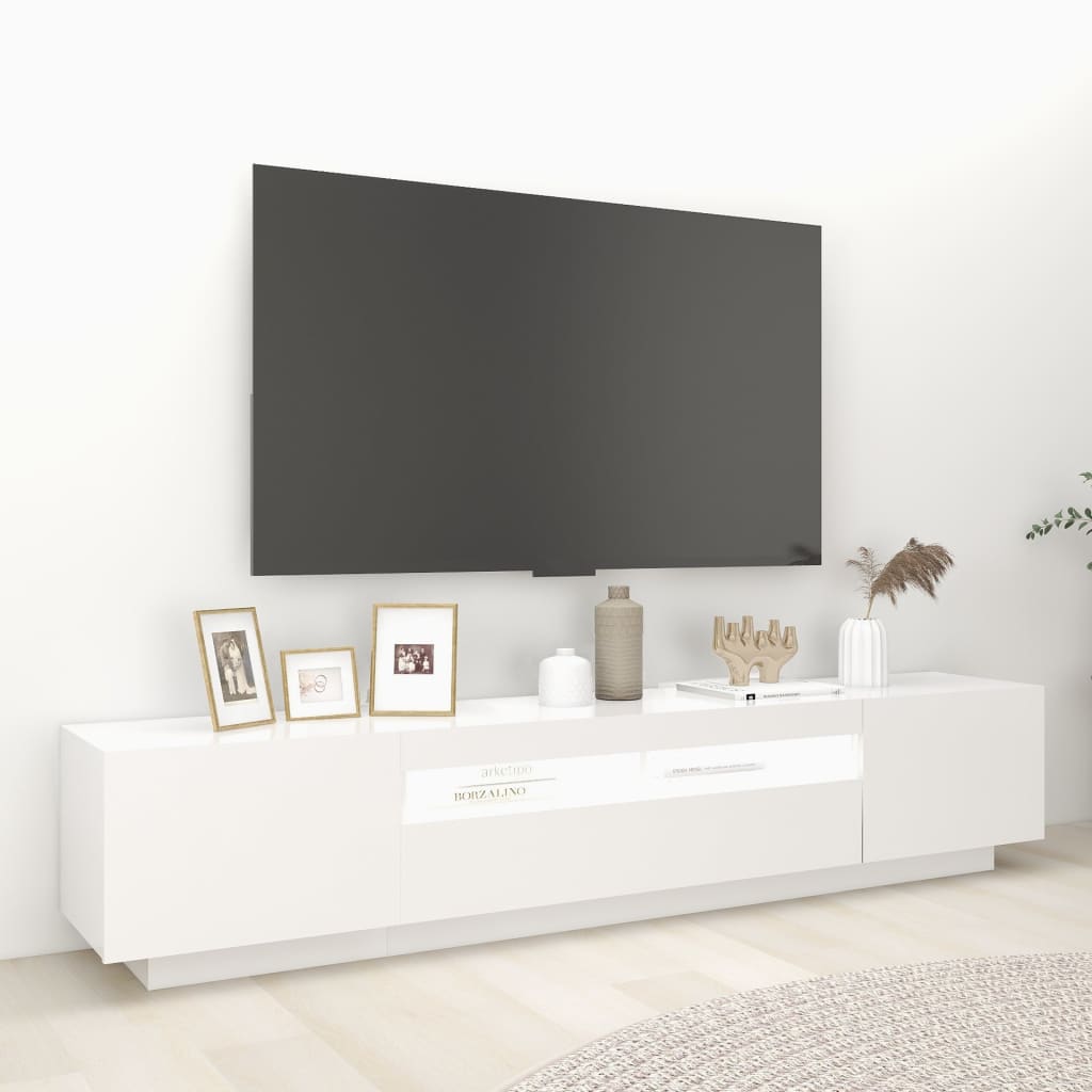 TV skříňka s LED osvětlením bílá 200 x 35 x 40 cm