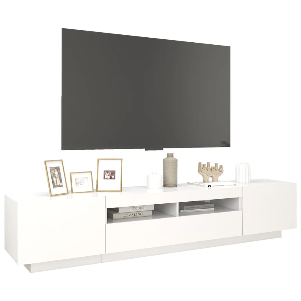 TV skříňka s LED osvětlením bílá 200 x 35 x 40 cm