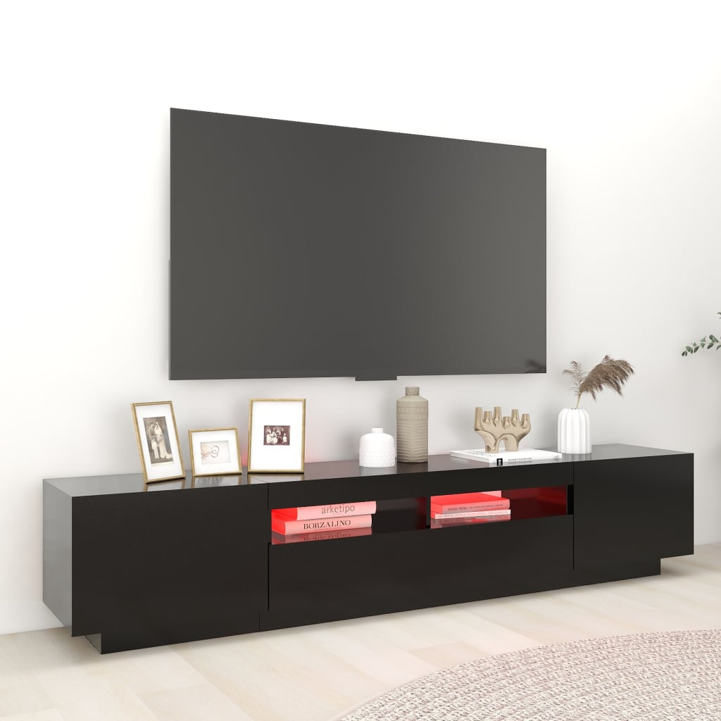 TV skříňka s LED osvětlením černá 200 x 35 x 40 cm