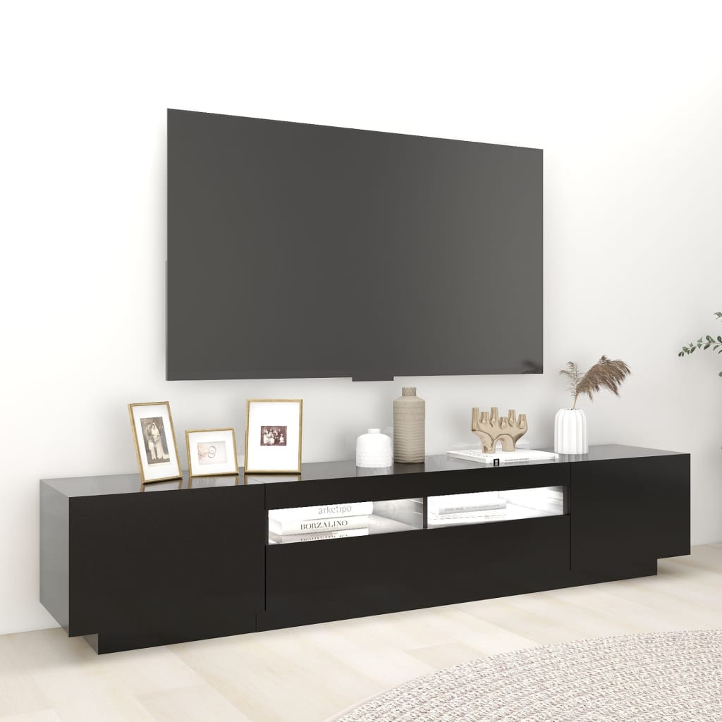 TV skříňka s LED osvětlením černá 200 x 35 x 40 cm