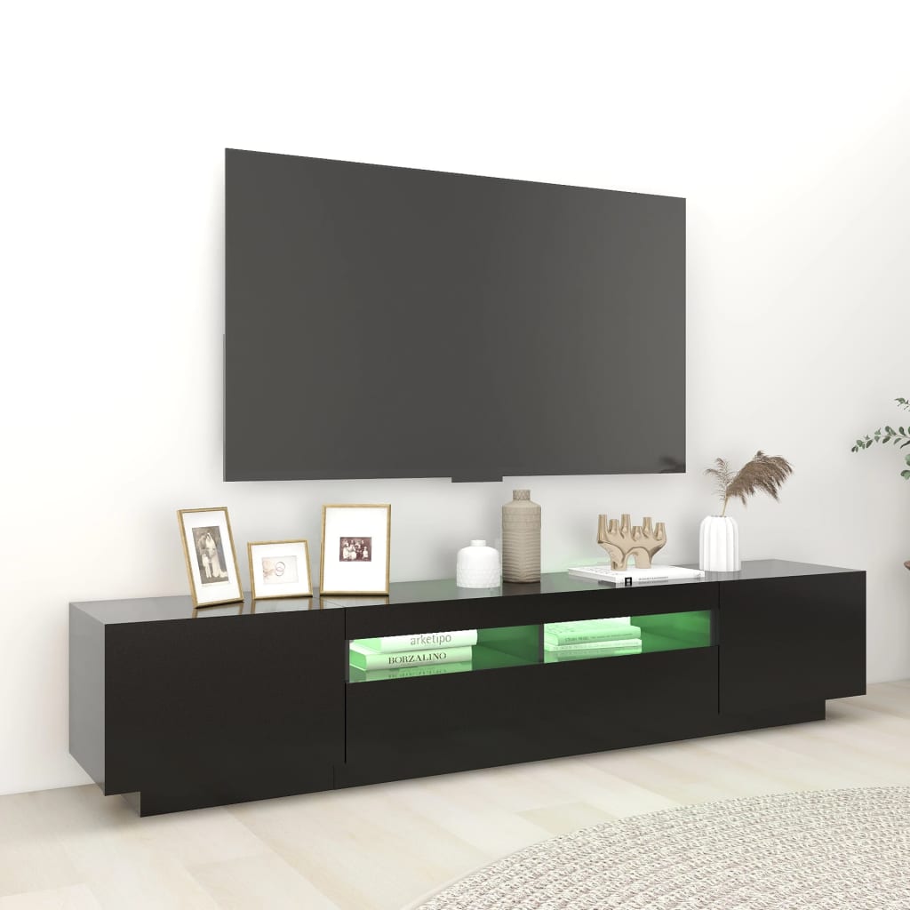 TV skříňka s LED osvětlením černá 200 x 35 x 40 cm