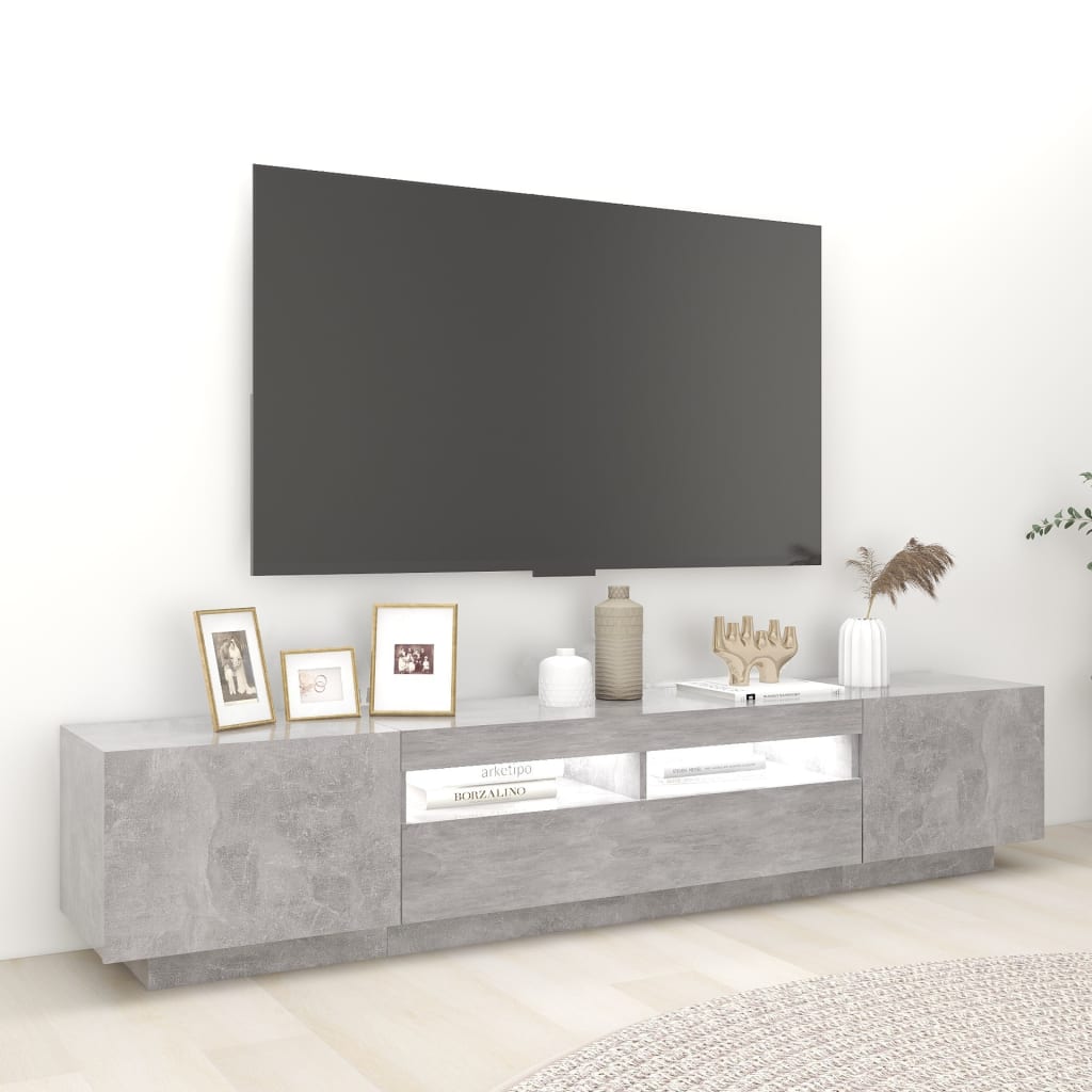 TV skříňka s LED osvětlením betonově šedá 200 x 35 x 40 cm