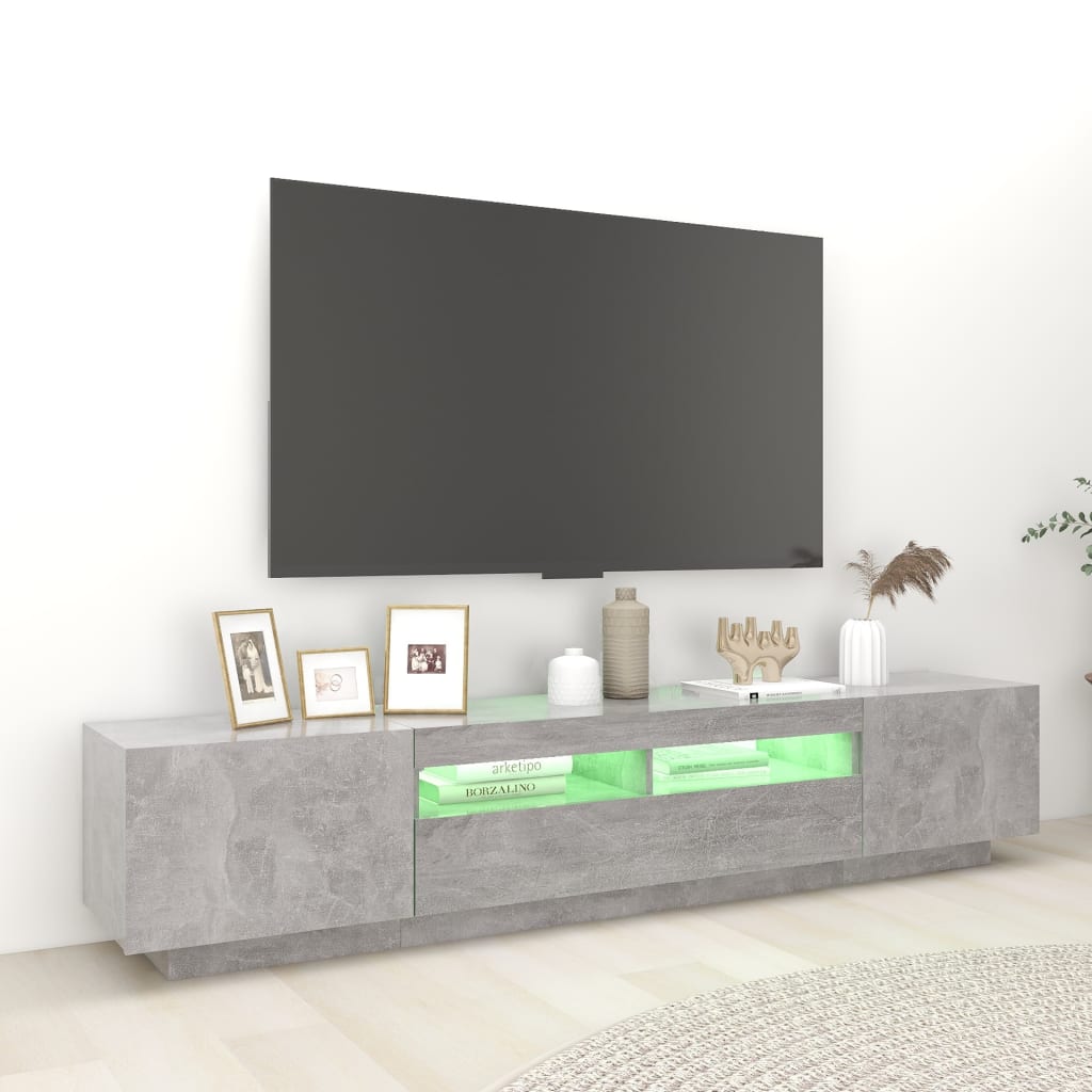 TV skříňka s LED osvětlením betonově šedá 200 x 35 x 40 cm