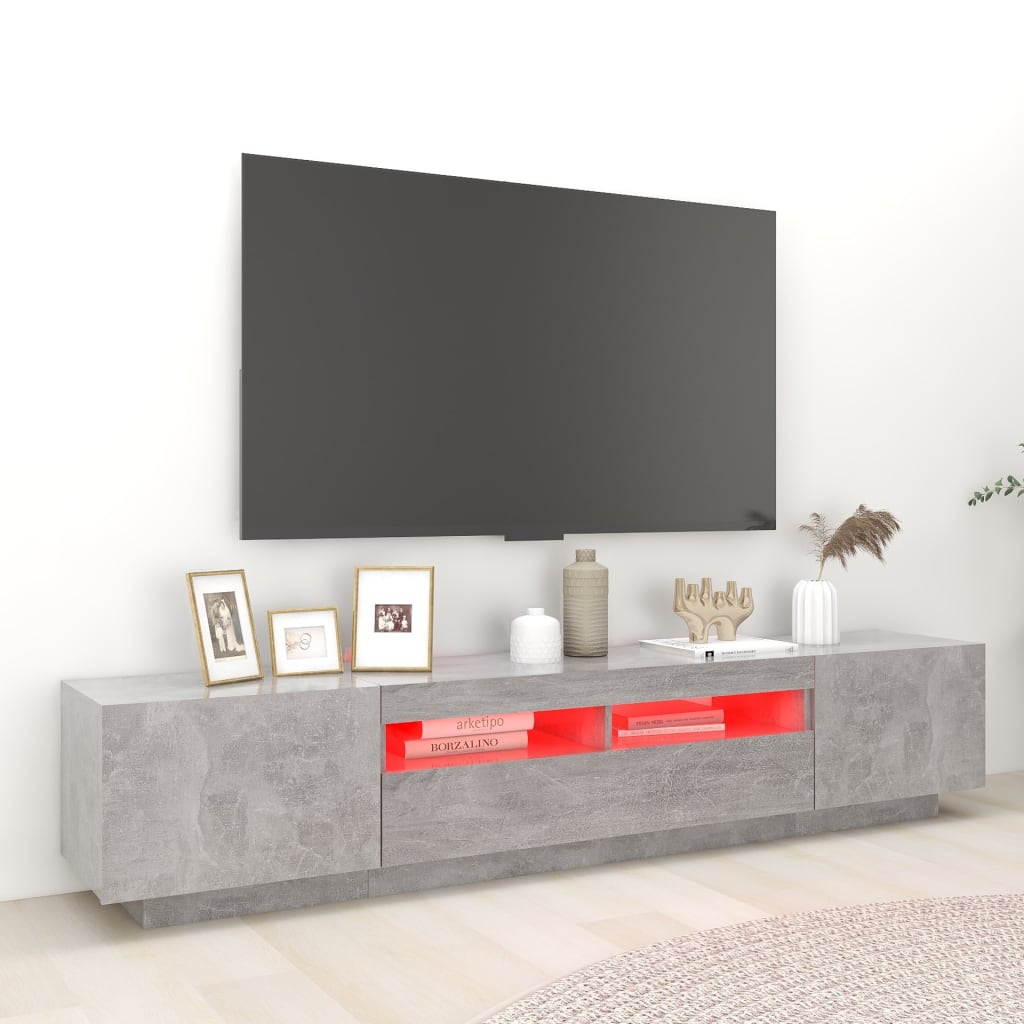 TV skříňka s LED osvětlením betonově šedá 200 x 35 x 40 cm