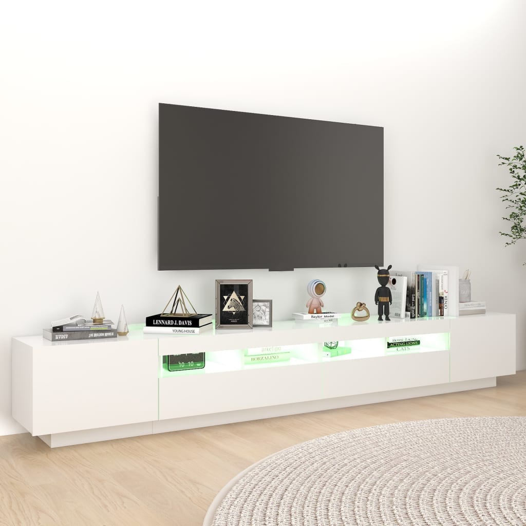 TV skříňka s LED osvětlením bílá 260 x 35 x 40 cm