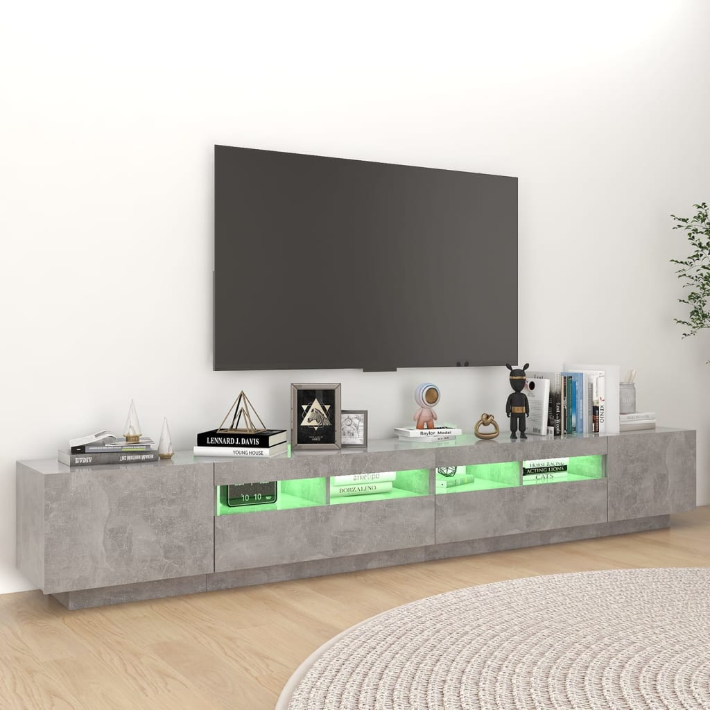 TV skříňka s LED osvětlením betonově šedá 260 x 35 x 40 cm