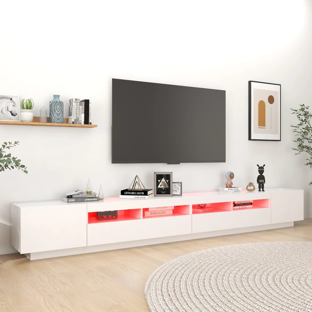 TV skříňka s LED osvětlením bílá 300 x 35 x 40 cm