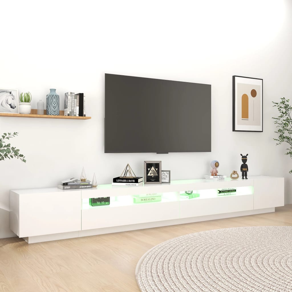 TV skříňka s LED osvětlením bílá 300 x 35 x 40 cm