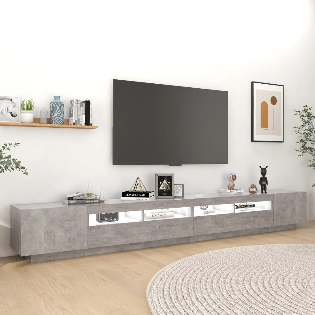 TV skříňka s LED osvětlením betonově šedá 300 x 35 x 40 cm