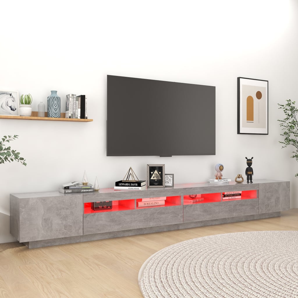 TV skříňka s LED osvětlením betonově šedá 300 x 35 x 40 cm