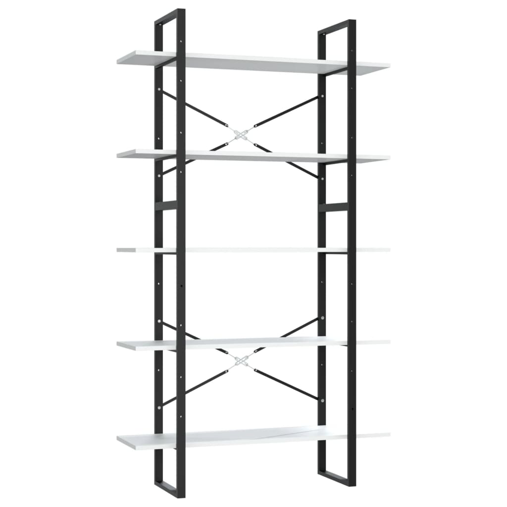 Knihovna s 5 policemi bílá 100 x 30 x 175 cm kompozitní dřevo