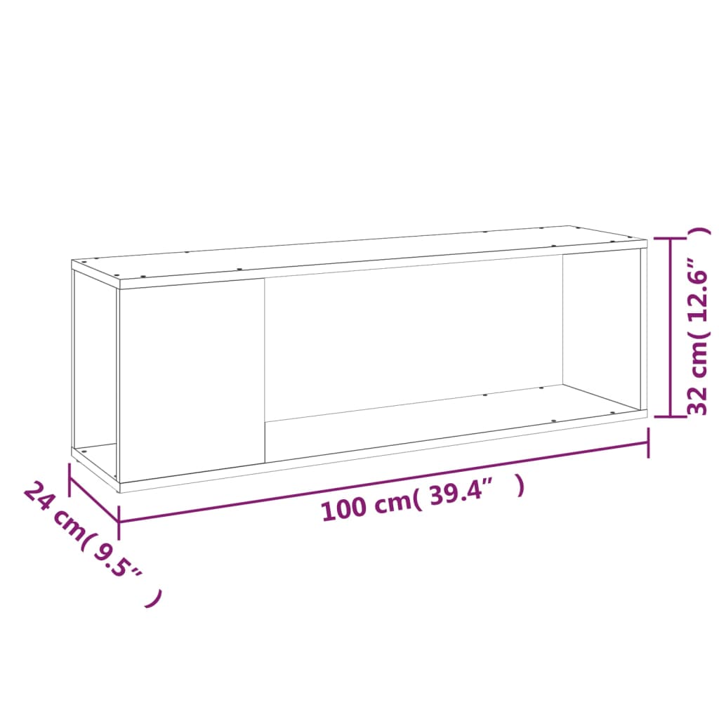 TV stolek šedý 100 x 24 x 32 cm dřevotříska