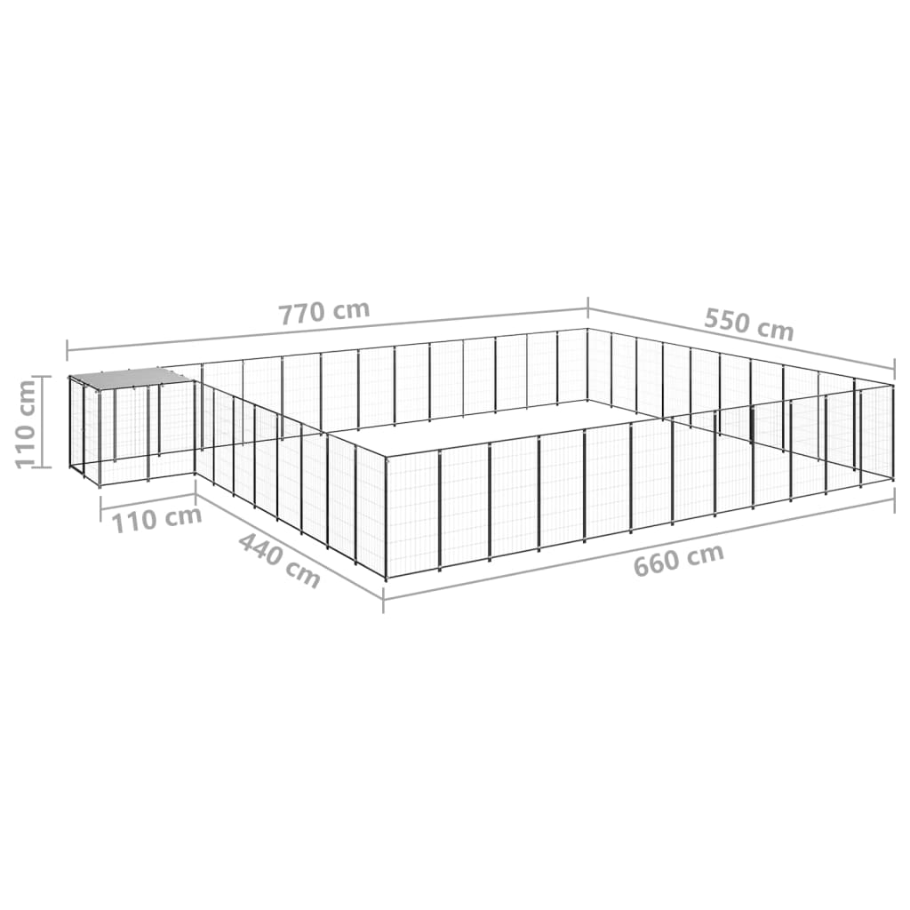 Psí kotec černý 37,51 m² ocel