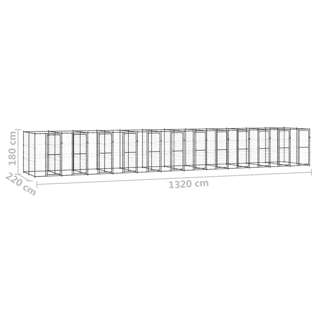 Venkovní psí kotec ocel 29,04 m²